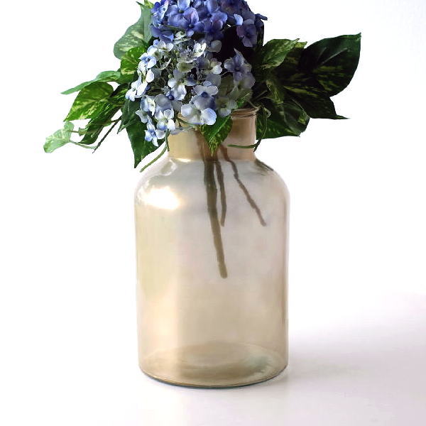 花瓶 フラワーベース おしゃれ ガラス 花器 ガラスベース 一輪挿し シンプル アンティーク調 ガラスのシンプルベース B マットゴールド [asg8580]