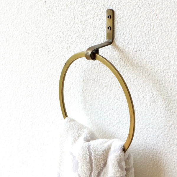 タオルリング アイアン アンティーク タオルハンガー タオル掛け レトロ おしゃれ シャビー ゴールド キッチン トイレ アンティークゴールドのタオルハンガー [cle2268]