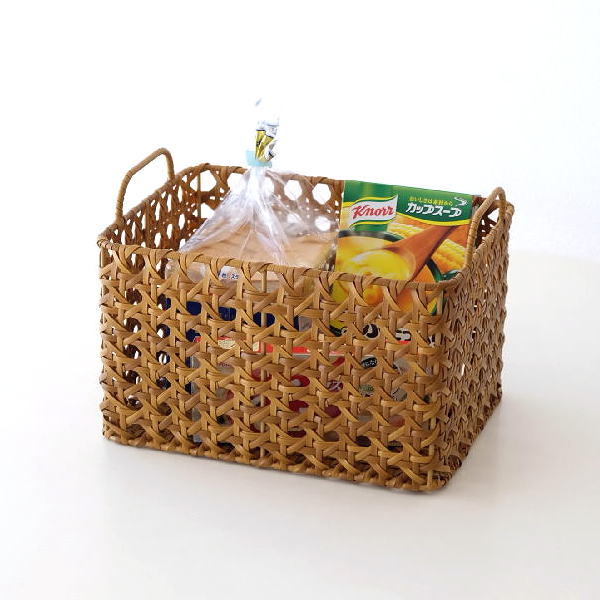 かご バスケット おしゃれ 収納 ストッカー ナチュラル シンプル 洗える 水洗い おもちゃ入れ フェイクラタンのレクトバスケット [cle4720]