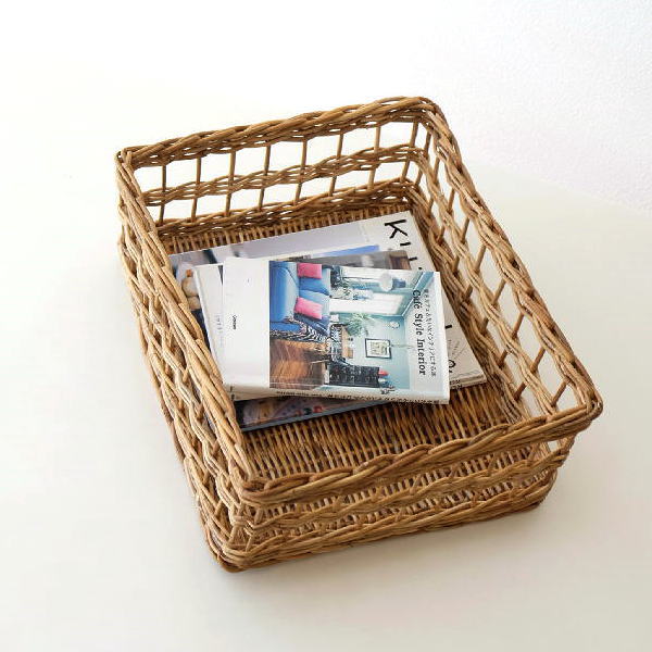 かご カゴ ラタン バスケット スクエア おしゃれ リビング 編みかご キッチン 収納 かわいい アラログスクエアバスケット [cle7246]