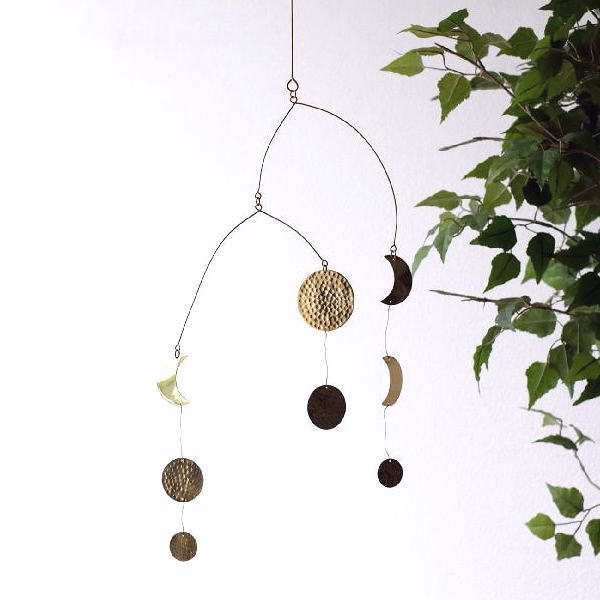 ブラスアレンジメント モビール 真鍮 デコレーション オーナメント おしゃれ シンプル スタイリッシュ アンティーク風 ブラス モビール ムーン [cle7469]