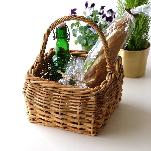 かご カゴ バスケット スクエア おしゃれ ナチュラル オーバル 編みかご プランター アラログ スクエアバスケット [cle9364]