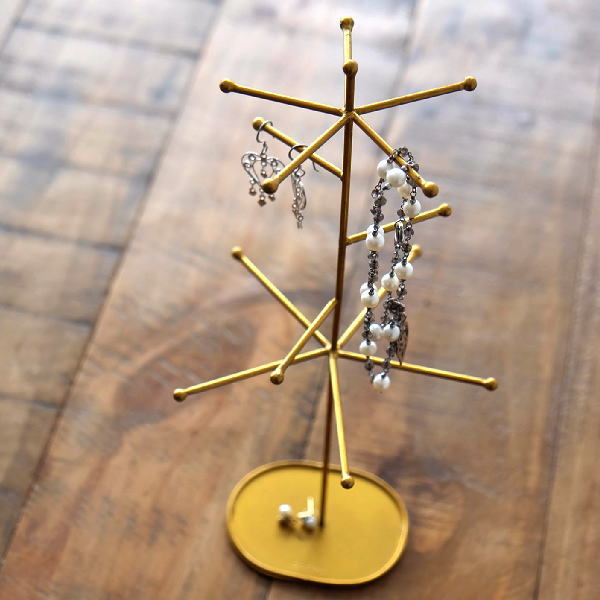 アクセサリースタンド ツリー ネックレス アンティーク おしゃれ ゴールド アイアン 収納 トレー アクセサリースタンド ゴールドラジアル [cle9691]