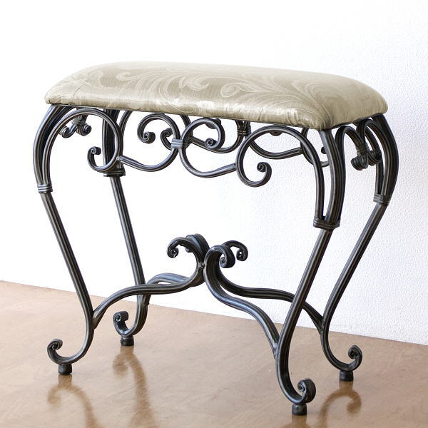 スツール 玄関 椅子 ベンチ スリム コンパクト 布 ファブリック 猫脚 おしゃれ アンティーク クラシック アイアンのスリムなスクエアスツール 【送料無料】 [com8764]