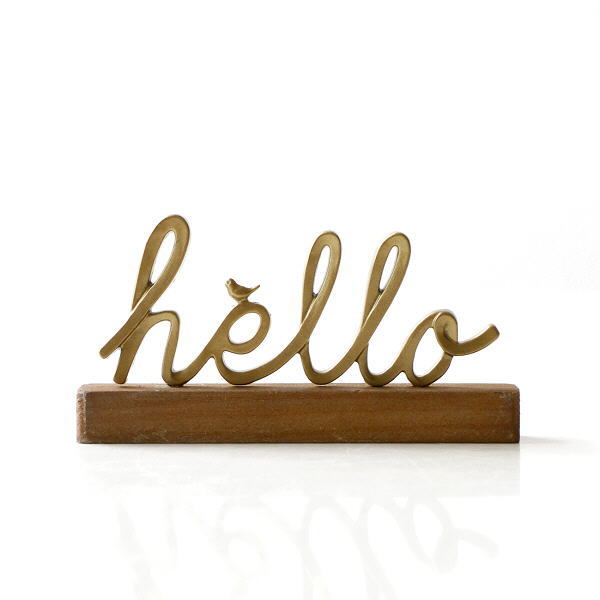 オブジェ おしゃれ 置物 雑貨 玄関 カウンター ゴールド hello ハロー エントランス リビング かわいい インテリア ハローサインのオブジェ [cov1294]