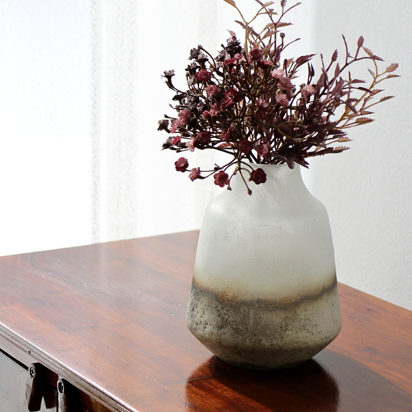 花瓶 ガラス フラワーベース 一輪挿し おしゃれ 半透明 グラデーション シック シャビー インテリア ドライフラワー 花器 シェルテッド・ガラスべース [cov1474]