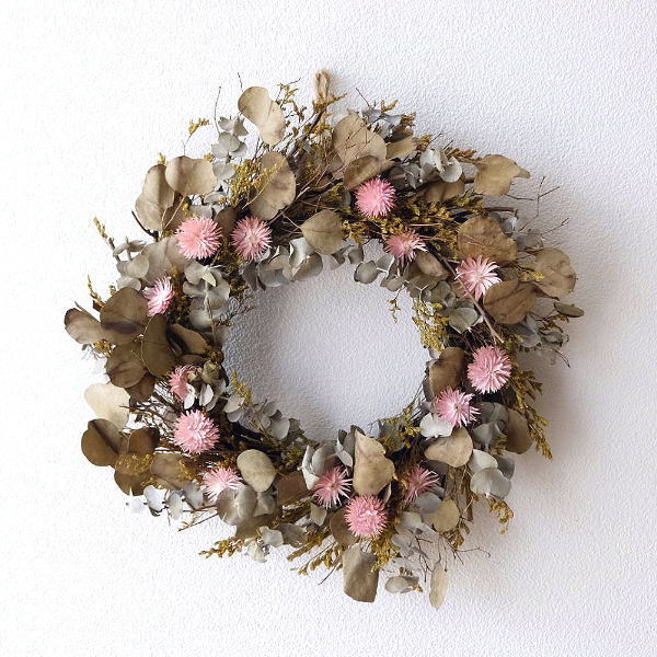 リース 玄関 飾り ナチュラル おしゃれ 壁掛け かわいい ドライフラワー プリザーブドフラワー ドライフラワーのナチュラルリース flamingo [cov2000]