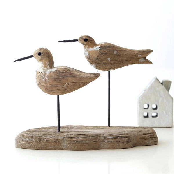 鳥 置物 オブジェ 雑貨 木製 かわいい おしゃれ ウッド オブジェ ペア ウッドオブジェ ナチュラル インテリア ナチュラルウッドのペアバード [cov2998]