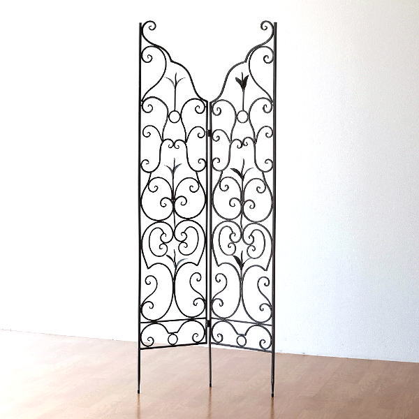 トレリス フェンス ガーデン おしゃれ かわいい バルコニー アイアン ハイタイプ シャビーなフォールディングトレリス 【送料無料】 [cov4326]