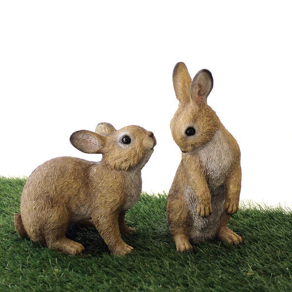 うさぎ ウサギ 置物 オブジェ おしゃれ かわいい セット インテリアオブジェ ガーデン 庭 インテリア 雑貨 玄関 動物 ペアラビットの置物 [cov6565]