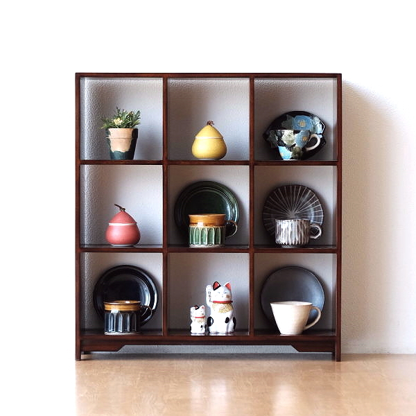 シェルフ 飾り棚 木製 おしゃれ マホガニー アンティーク調 コレクション棚 仕切り収納 マホガニーディスプレイラックM 【送料無料】 [diz1667]