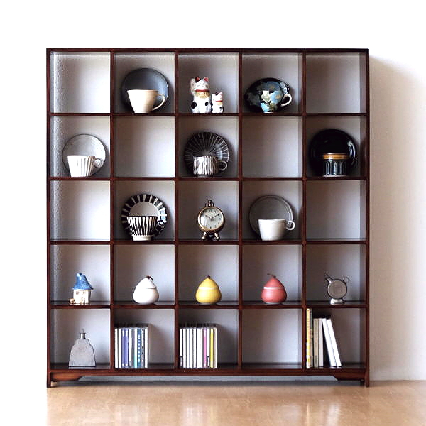 シェルフ 飾り棚 木製 おしゃれ マホガニー アンティーク調 コレクション棚 仕切り収納 マホガニーディスプレイラックL 【送料無料】 [diz3497]