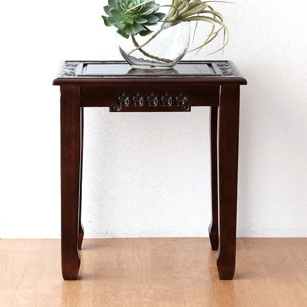 花台 アンティーク調 玄関 花瓶台 室内 ベッド ソファ サイドテーブル 木製 おしゃれ クラシック アンティーク風 ヨーロピアン アンティークな花台 【送料無料】 [diz4020]