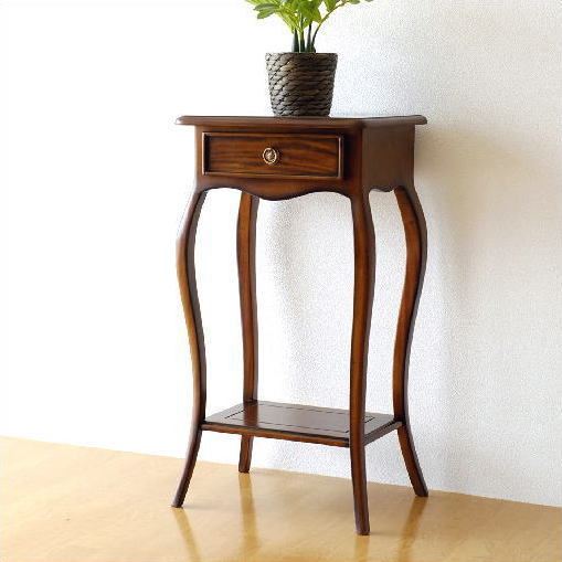 花台 電話台 猫脚 コンソールテーブル スタイリッシュ おしゃれ マホガニーコンソール1ドロアー 【送料無料】 [diz5240]
