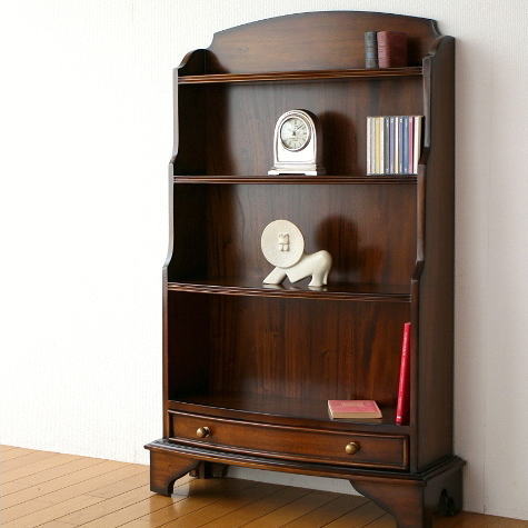 マホガニー 無垢材 本棚 飾り棚 天然木 木製 ディスプレイラック ブックシェルフ 書棚 アンティーク マホガニーオープン本棚 【送料無料】 [diz9553]