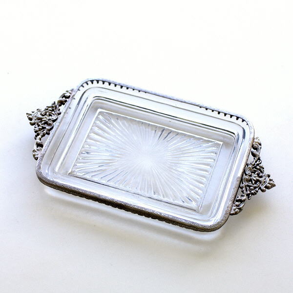 トレイ おしゃれ ガラス トレー かわいい アンティーク 真鍮 雑貨 小物入れ レトロ アクセサリートレイ 真鍮とガラスのトレー SV [ebn0009]