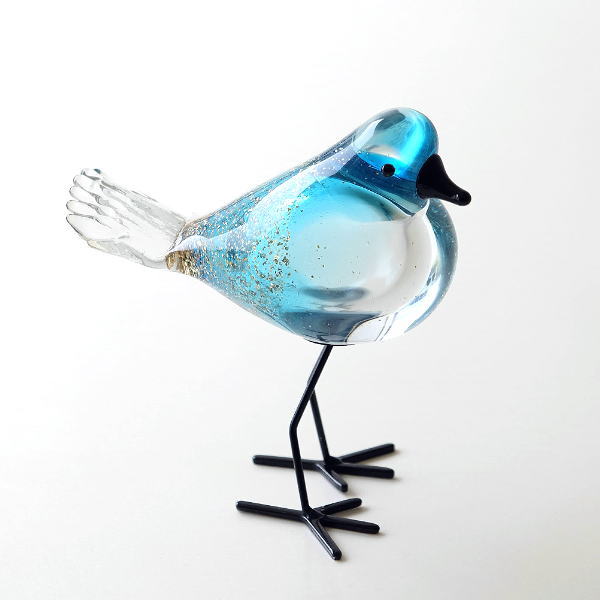 鳥 置物 オブジェ ガラス かわいい インテリア 雑貨 ガラスのオブジェ バード D [ebn0477]