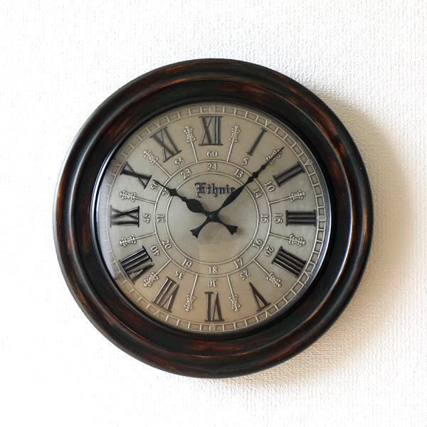 掛け時計 壁掛け時計 アンティーク 木製 おしゃれ レトロ ビンテージ アナログ ウォールクロック クラシック 【送料無料】 [ebn0593]