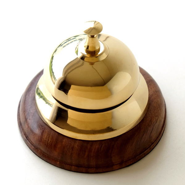 卓上ベル コールベル カウンターベル 呼び鈴 真鍮 木製 呼び出し 玄関 エントランス ブラスフロントベル [ebn1255]