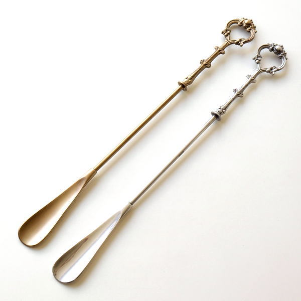 靴べら おしゃれ 真鍮 アンティーク レトロ クラシック シルバー ゴールド ブラスシューホーンC 2カラー [ebn1830]