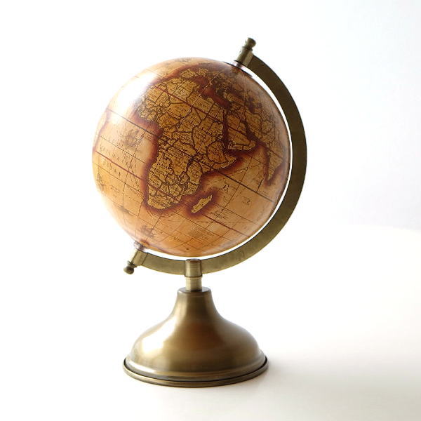 地球儀 インテリア アンティーク 置物 オブジェ 真鍮 レトロなブラス地球儀 B [ebn2050]