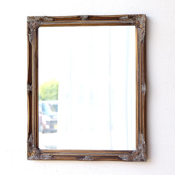 鏡 壁掛けミラー アンティークゴールド レトロ ウォールミラー おしゃれ ヨーロピアン アンティーク風 洋風 リビング 玄関 クラシックなウォールミラーＧＤ [ebn3638]