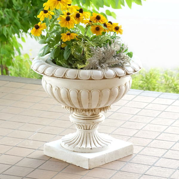 プランター 鉢 ガーデニング おしゃれ ワイド ガーデン コラム ロココ調 ヨーロピアン バードバス ガーデンプランター B 【送料無料】 [ebn6524]