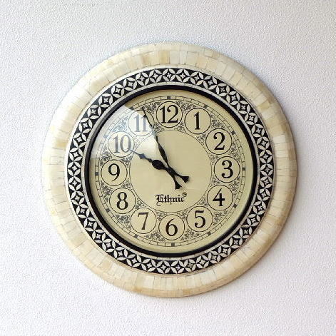 掛け時計 丸 ラウンド 大きい 大きめ モダン シンプル アンティーク ウォールクロック ボーン 【送料無料】 [ebn6632]