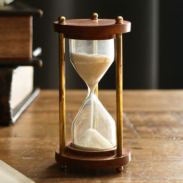 砂時計 真鍮 木製 アンティーク おしゃれ 置物 オブジェ ヴィンテージ レトロ インテリア 真鍮とウッドの小さな砂時計 [ebn7153]