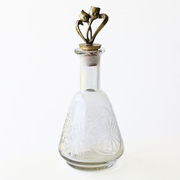 ガラスボトル おしゃれ ガラス瓶 アンティーク かわいい ビン 入れ物 アンティークボトル コルク アンティークな蓋付きボトル チューリップ [ebn7669]