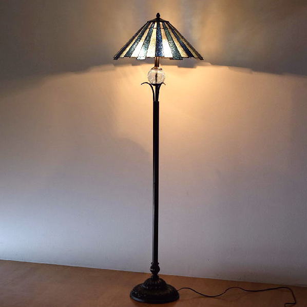 フロアランプ おしゃれ ステンドグラス 3灯 照明 ランプスタンド エレガント ステンドグラスのフロアーランプ3灯 ブルー 【送料無料】 [ebn8071]