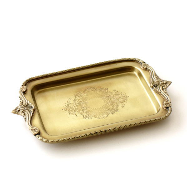 トレー トレイ アクセサリートレイ アンティーク おしゃれ 真鍮 ブラス レトロ インテリアトレイ シンプル 卓上 机上 プレート ブラストレー GD [ebn9671]