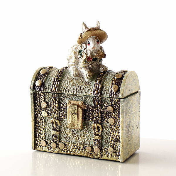 小物入れ おしゃれ ボックス ケース うさぎ ラビット 雑貨 かわいい アンティーク アクセサリー入れ バロックラビットボックス グリーン [hal8370]