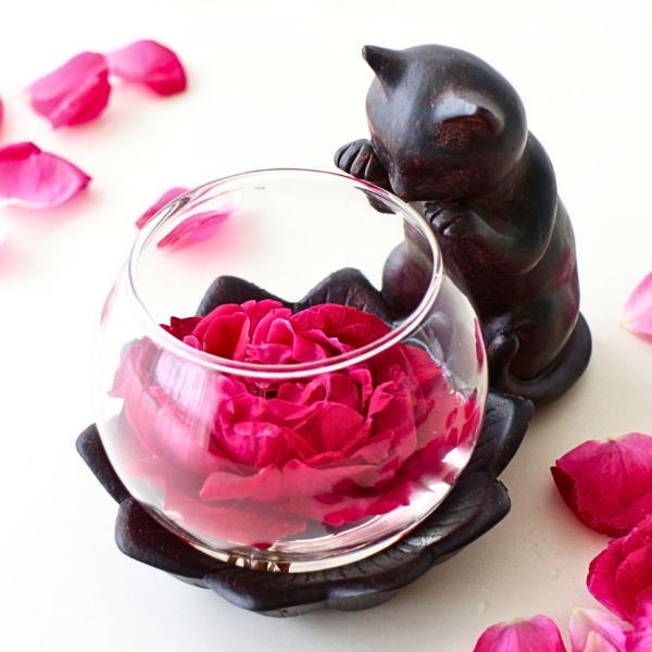 花瓶 ガラス フラワーベース 猫 ねこ 雑貨 置物 子ネコのミニベース [hal8967]