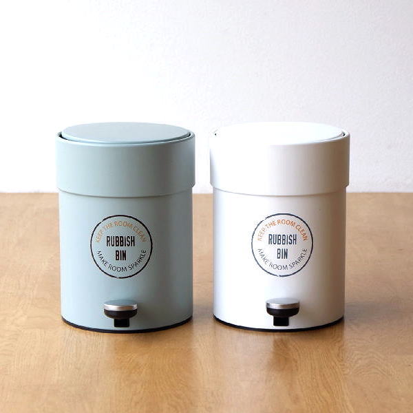 ゴミ箱 ふた付き ペダル式 5L 小さい ミニ 小型 丸 リビング 部屋 インテリア 洗面所 トイレ サニタリー 足踏み 可愛い パステルカラー 円柱 筒型 ロントペダルビン 2カラー [hbr1335]