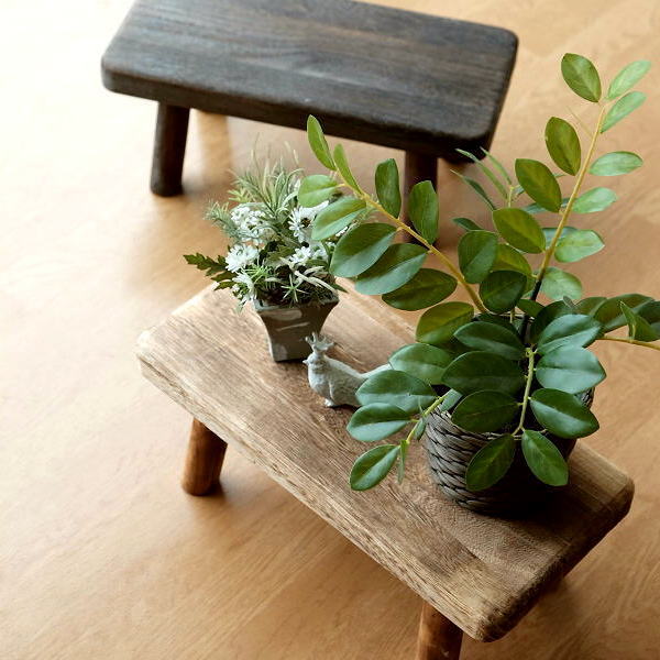 花台 フラワースタンド 木製 おしゃれ ナチュラル 天然木 桐 花置き テーブル ベンチ デザイン 観葉植物 鉢スタンド 鉢置き台 ウッドスクエアスタンドS 2カラー [hbr6765]