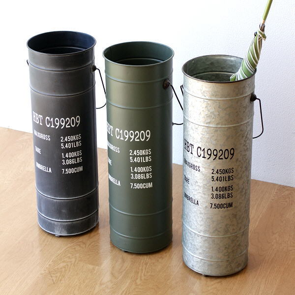 傘立て スリム コンパクト おしゃれ ペール缶 スチール シャビー アンティーク レトロ ペールカンの傘立て 3カラー [hbr8848]