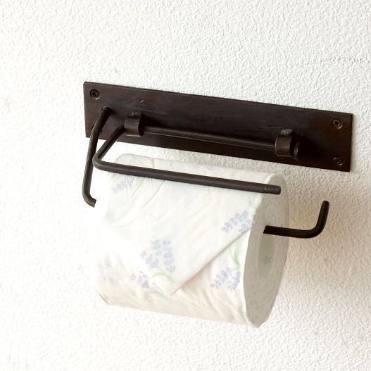 トイレットペーパーホルダー アイアン おしゃれ アンティーク レトロ シンプル ヴィンテージ カフェ トイレ キッチン 洗面所 Wアームのペーパー・ホルダー [hda2729]
