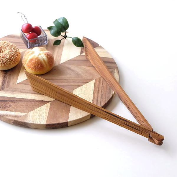 トング 木製 おしゃれ チーク 木製トング 折りたたみ デザイン キッチン かわいい 台所 カトラリー キッチンツール ウッド折りたたみトング L [ify1278]