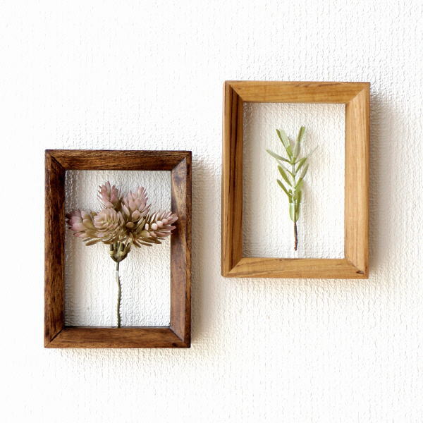 フラワーフレーム おしゃれ 壁掛け ポストカード ハガキサイズ 一輪挿し ウッド 木製 天然木 ナチュラルフラワーベースフレーム PC 2カラー [ify2970]