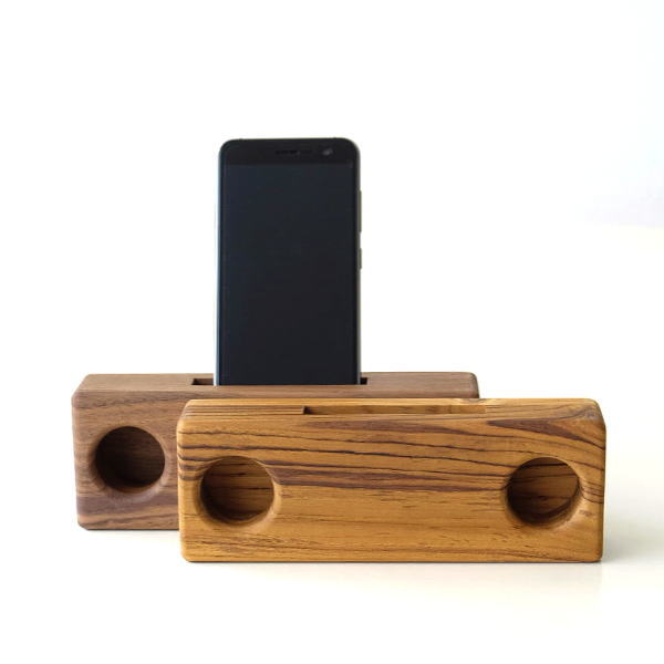 スマホスピーカー 木製 置くだけ スマホスタンド 卓上 おしゃれ Woodスマホスピーカー ダブル2タイプ [ify4437]