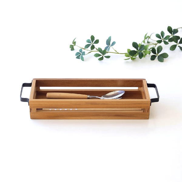 ツールボックス 木製 おしゃれ チーク ウッド アイアン 小物入れ 持ち手付き 収納ボックス ナチュラル アイアンとウッドのツールボックス 09 [ify9623]