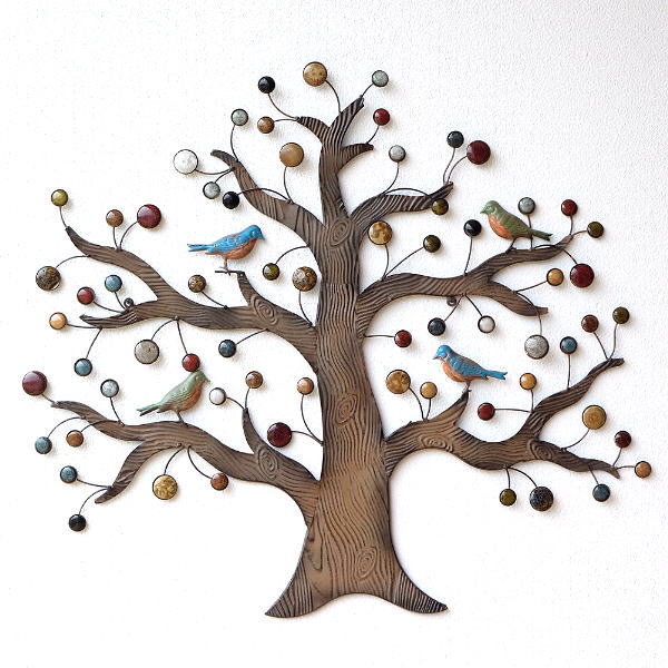 壁飾り アイアン 陶器 壁掛け インテリア 木 アートパネル ウォールデコレーション おしゃれ かわいい ウォールパネル アイアンの壁飾り カラフルツリー 【送料無料】 [itn0444]