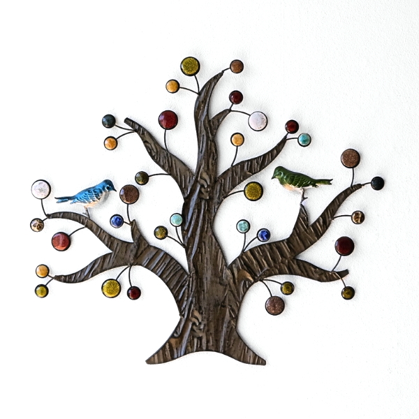 壁飾り アイアン 陶器 壁掛け インテリア 木 アートパネル ウォールデコレーション おしゃれ かわいい ウォールパネル アイアンの壁飾り カラフルツリー 【送料無料】 [itn0444]