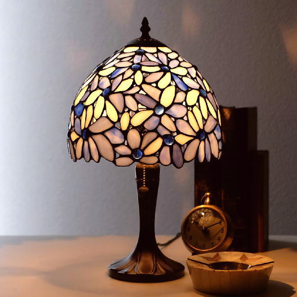 テーブルランプ おしゃれ ステンドグラス 照明 ランプスタンド エレガント ブルー クラシック ベッドサイドランプ ステンドグラス テーブルランプ HANA 【送料無料】 [itn9124]