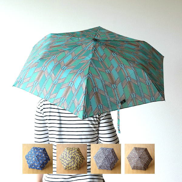 折りたたみ傘 おしゃれ 晴雨兼用 UVカット グリーン ブルー イエロー ホワイト ブラウン モダン デザイン 3段 直径90cm カンガプリント折りたたみ傘 5タイプ [kan1396]