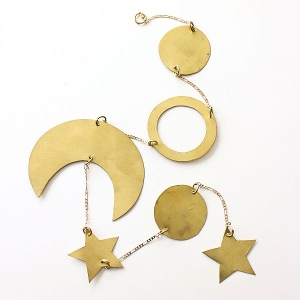 ガーランド おしゃれ 飾り 壁飾り オーナメント 北欧 真鍮 ブラス ワイヤー 三日月 星 かわいい インテリア ブラスガーランド moon＆star [kan2252]