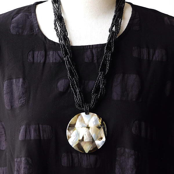 ネックレス おしゃれ ペンダント かわいい アクセサリー ボリュームネックレス ビーズ 天然素材 ネックレス シェル＆ビーズリング [kan5300]