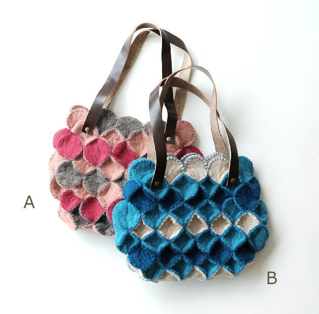 フェルトバッグ トートバッグ 羊毛フェルト ウール おしゃれ かわいい あったか ふわふわ フェルトウロコパッチバッグ2カラー [kan5769]