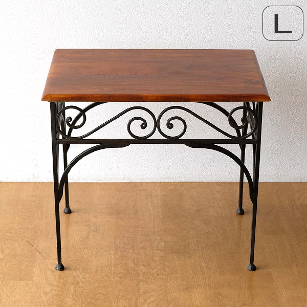 サイドテーブル 木製 アイアン おしゃれ 天然木 無垢材 鉄脚 アイアンとアカシアのネストテーブルL 【送料無料】 [kan6305]